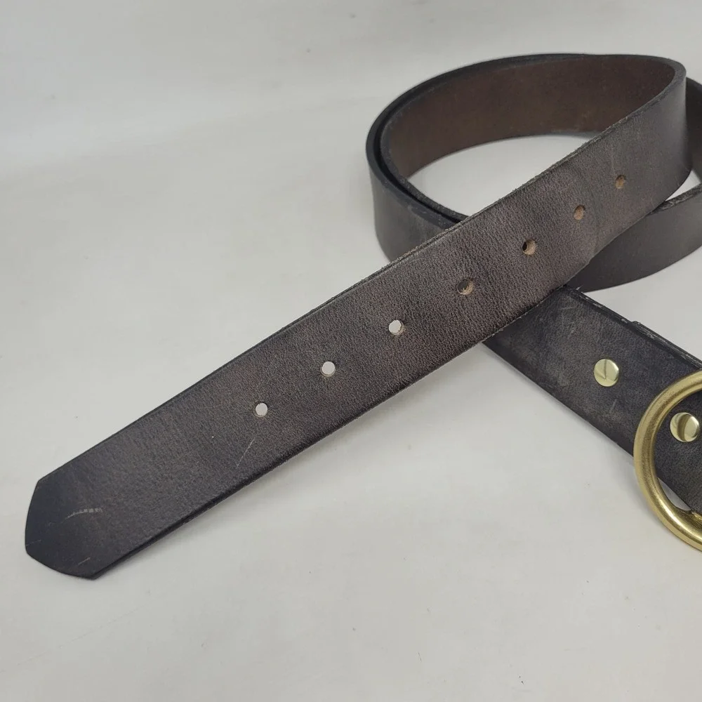 American Bench Craft Belt 42 Brown Leather Round Buckle USA Union Made Work